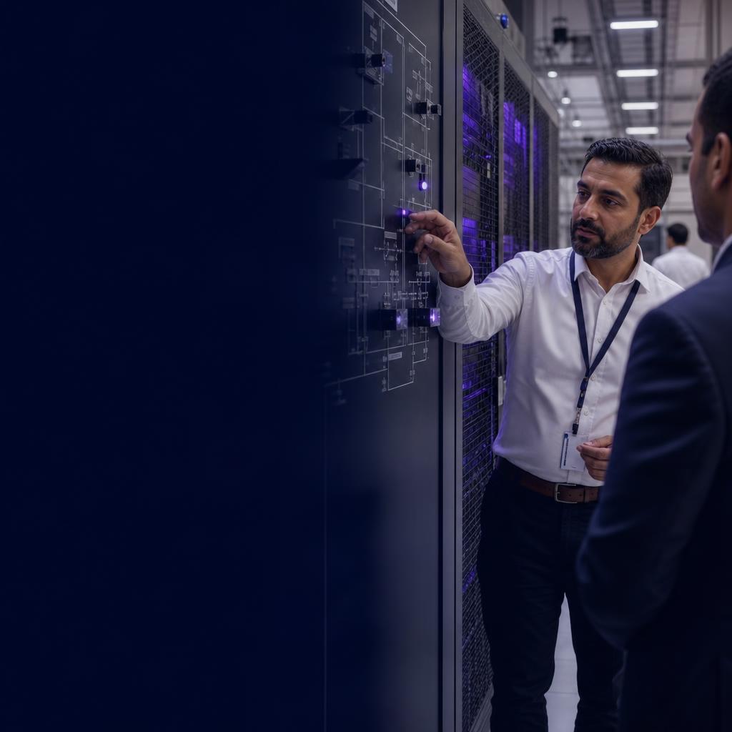 Enterprise technology team reviewing physical systems infrastructure